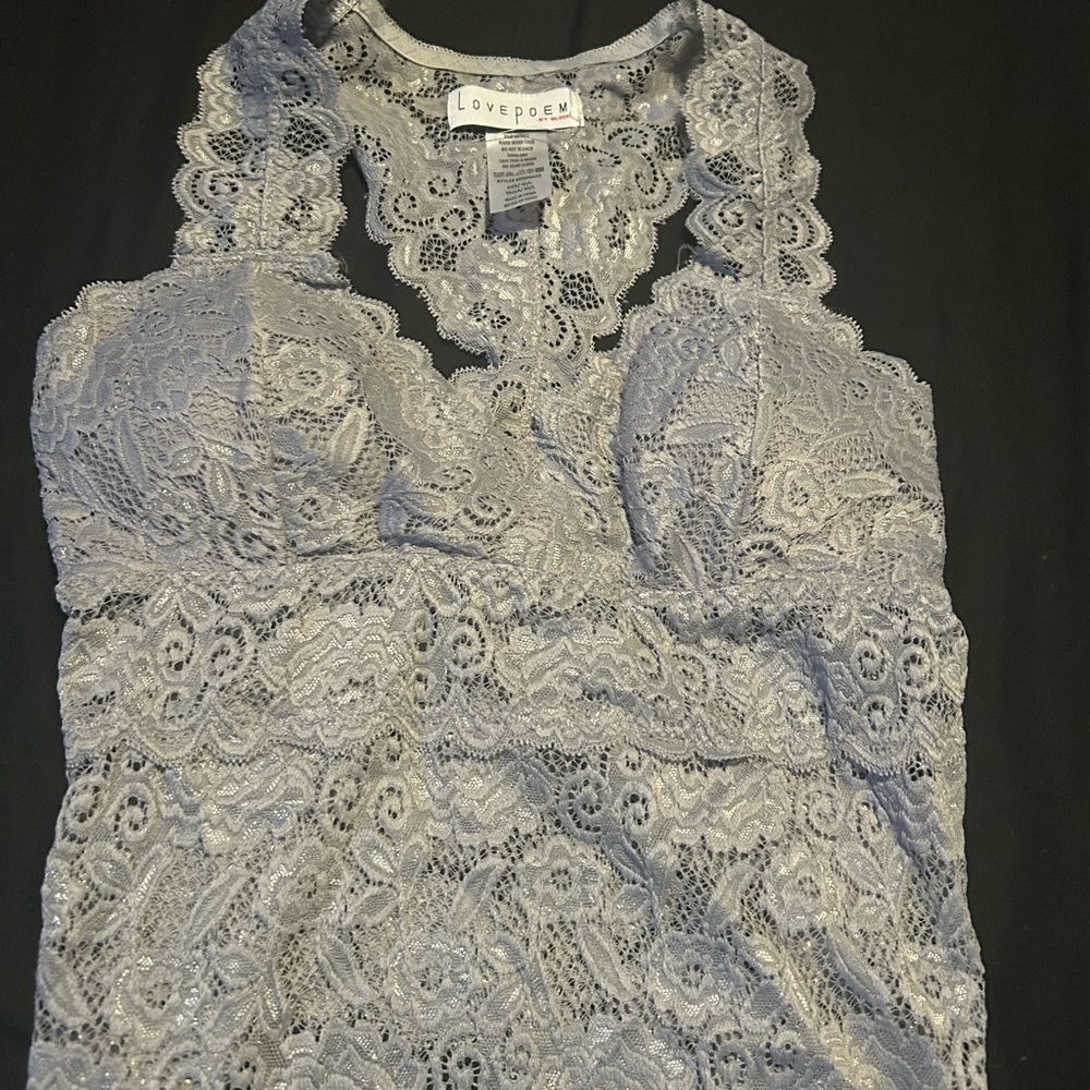 Love, Fire Women's Lace Tank Top - Light Gray